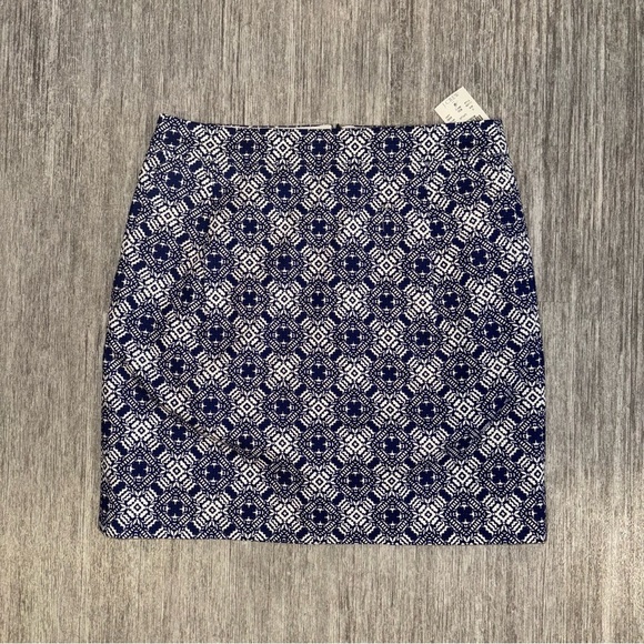 J. Crew Blue and White Mini Pencil Skirt - Picture 1 of 3